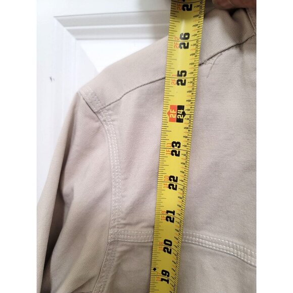 Eddie Bauer Beige Cotton Jacket With Metal Toggle Closures Multiple Pockets Size - Picture 13 of 15